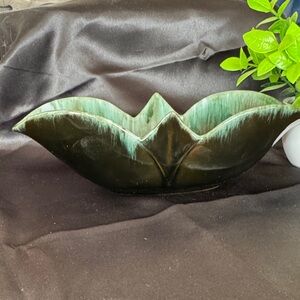Vintage Blue Mountain Pottery green drip glaze ceramic dish